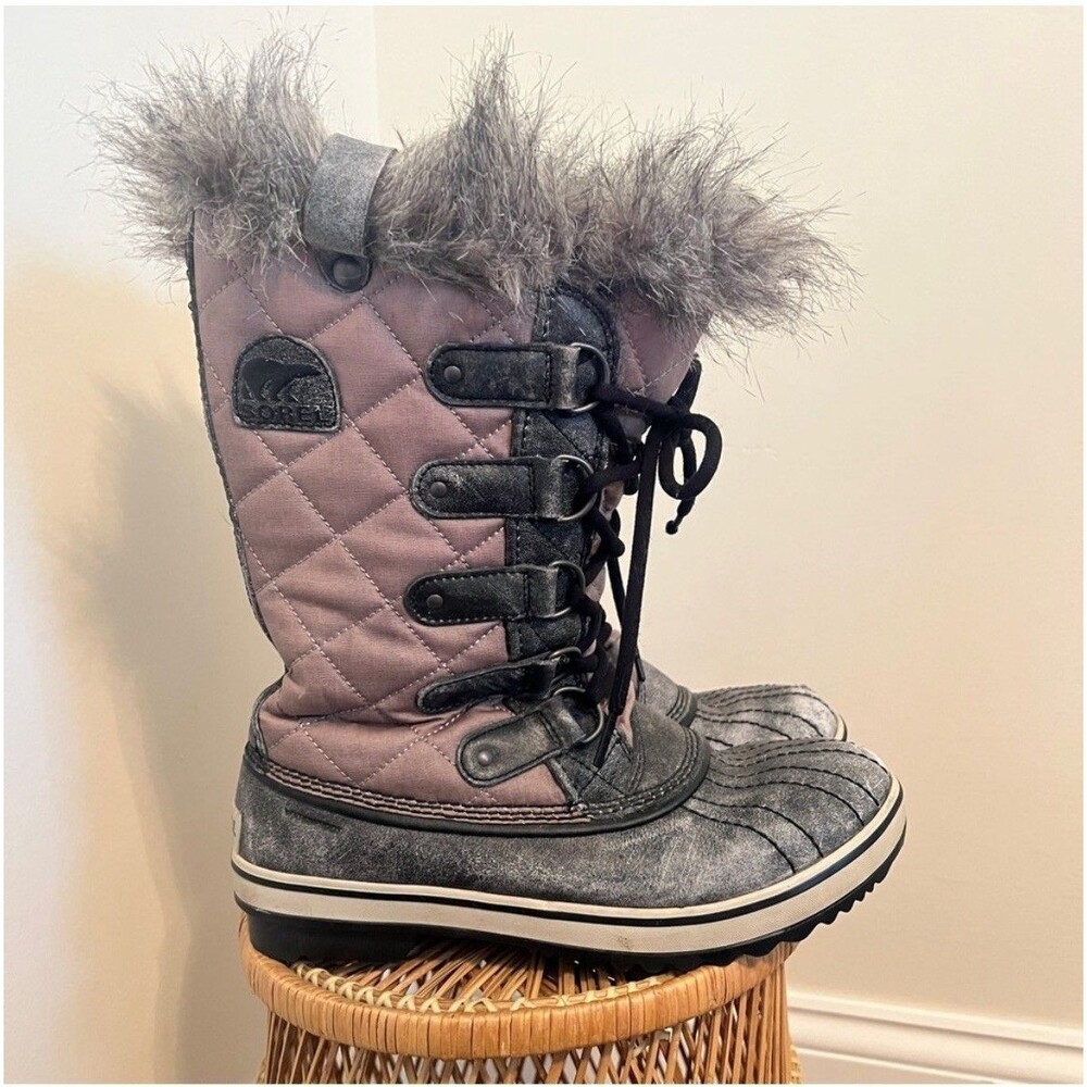 Sorel Tofino ll Quilted Felt Snow Boots Gray Purple Women’s Size 8 Waterproof